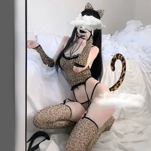 2021 seksi vahşi hayvan cadılar bayramı kostüm gece kulübü kedi süslü elbise Cosplay üniforma