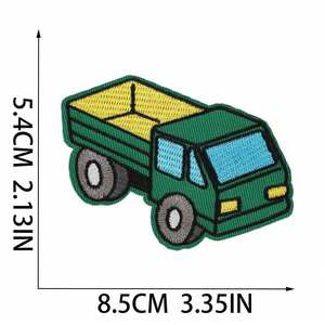 Cartoon Construction Vehicle <b>Iron</b>-On Embroidered Patches Children's Clothing Hats-Excavator Bulldozer Designs Non-Woven Felt - Product Image 3