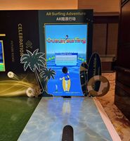 Simulador de Surf Interactivo AR, Sistema de Juego Deportivo con Tabla de Movimiento Dinámico y Pantalla de Olas 3D para Gimnasio Digital o Bar