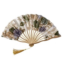 Nouveau éventail pliant imprimé de fleurs style peinture à l'encre chinoise, portable, en bambou, personnalisable, style antique, pour Halloween
