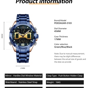 Montre-bracelet tendance pour homme, chronographe avec alarme, LED lumineuse, affichage de la date et du jour, montre sport pour homme, montre numérique électronique à quartz pour homme - Product Image 6