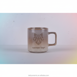 Taza de Café de Cerámica de Gres OEM ODM con Calcomanía de Silueta de Lobo, Esmalte Reactivo, Asa Cuadrada, Taza de Té, Vajilla para el Hogar - Product Image 3