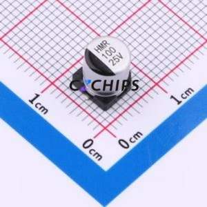 Condensateur électrolytique hybride solide-liquide en aluminium SMD, 118EC426, D6.3xL7.7mm, 100uF, 20%, 25V, 1.4A-100kHz - Product Image 1