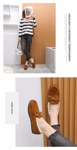 Vente en gros de mocassins en peau de mouton mocassins pour homme chaussures bateau d'hiver mocassins décontractés sans lacet en fourrure nœud papillon chaussures plates mocassins pour femmes - Product Image 5