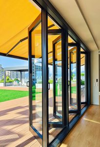 Puerta plegable doble resistente a huracanes externa Acordeón Puerta <span class=keywords><strong>de</strong></span> vidrio plegable Terraza <span class=keywords><strong>de</strong></span> aluminio Puerta <span class=keywords><strong>de</strong></span> doble apertura - Product Image 3