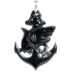 Pendentif tortue-ancre en forme de requin en jadéite naturelle de qualité A, en pierre, serti d'argent S925. - Product Image 2