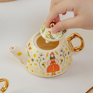 Cadeau de mariage tasse et soucoupe service à thé en céramique avec <span class=keywords><strong>théière</strong></span> pour une personne pot unique ensemble de <span class=keywords><strong>théière</strong></span> individuel - Product Image 2