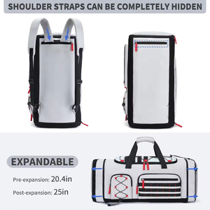 Bolsa de lona deportiva de 45L para hombres y mujeres, mochila grande de mezclilla para gimnasio, Weekender, mochila de noche con compartimento para zapatos, forro de poliéster gris - Product Image 4