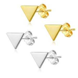 Boucles d'oreilles en acier inoxydable en forme de cœur et de triangle, plaquées or, pour femmes, bijoux cadeau, 0.8x11x5mm, 0.8x11x6mm - Product Image 3