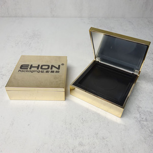 Estuche Compacto de Lujo Dorado Cuadrado Vacío para Polvos, Doble Capa con Espejo, Contenedor de Maquillaje de Plástico para Colorete e Iluminador, Logotipo Personalizado - Product Image 2