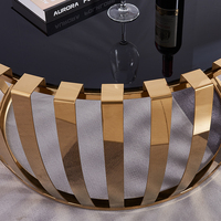 Meubles de salon Villa Table basse élégante en acier inoxydable en verre noir Table centrale de couleur personnalisée Table à thé à base de métal