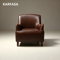 Fauteuil club en cuir marron matelassé diamanté avec pieds en bois pour salon, hôtel, salle de séjour, canapé individuel de loisirs