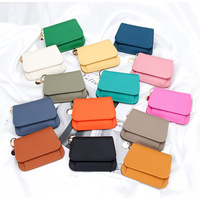 Dompet Pendek Wanita RFID Blocking Pure Fashion, Tempat Kartu, Dompet Koin, Kulit Asli, Gaya Jepang, Mini, Lucu, Clutch