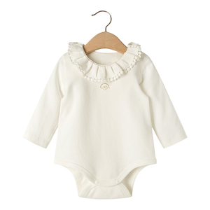 GOTS certified organic cotone neonato pianura bianco del bambino della ragazza vestiti della tuta del pagliaccetto <span class=keywords><strong>tutina</strong></span> per i bambini - Product Image 6