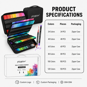 Set di <span class=keywords><strong>Pennarelli</strong></span> a Doppia Punta Giorgione 120 Colori, Produzione Diretta, Pronto <span class=keywords><strong>per</strong></span> la Spedizione, Servizio di Personalizzazione <span class=keywords><strong>per</strong></span> Vendita all'Ingrosso, <span class=keywords><strong>Pennarelli</strong></span> <span class=keywords><strong>per</strong></span> Disegno Artistico - Product Image 3