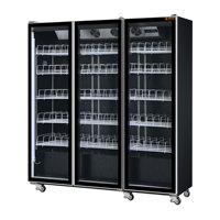 Réfrigérateur commercial vertical à 3 portes vitrées pour boissons, vitrine réfrigérée pour supermarché avec éclairage LED, présentoir de boissons
