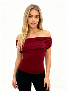 Camicie e camicette da donna eleganti da donna <span class=keywords><strong>a</strong></span> maglia alla moda <span class=keywords><strong>con</strong></span> collo <span class=keywords><strong>a</strong></span> spalla allettante - Product Image 3