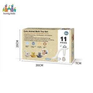 Jouets de bain pour bébé Konig Kids, 11 pièces, animaux, jouets pour tout-petits, toboggan, jeu amusant dans la salle de bain, jouets de bain pour bébé - Product Image 4