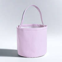 Panier de Pâques personnalisé classique et sucré en tissu seersucker pour enfants, décorations de panier
