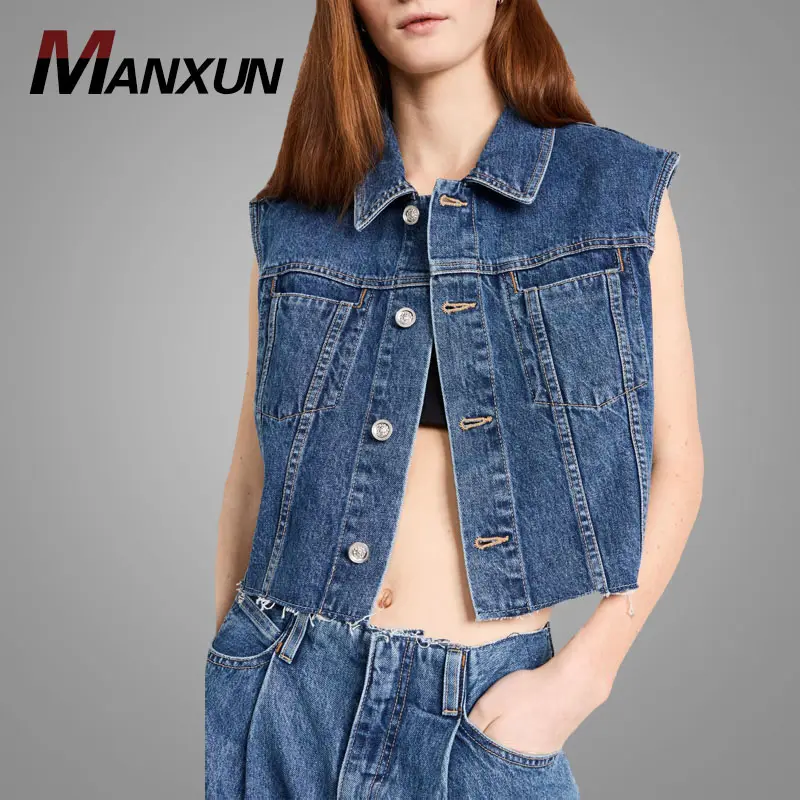 Mode estivale-Gilet en jean décontracté pour femmes-Streetwear-Gilet en jean sans manches-Top pour femmes