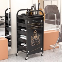 Carrito de Peluquería con Ruedas de Cinco Niveles, Carro Multifuncional con Ruedas para Salones, Estante de Almacenamiento Metálico para Permanentes y Coloración