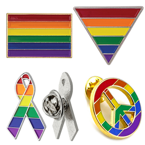 Fabricant de gros émail coloré drapeau métal <span class=keywords><strong>arc</strong></span>-<span class=keywords><strong>en</strong></span>-<span class=keywords><strong>ciel</strong></span> bouton broche Gay Lgbt Pride épinglette insigne - Product Image 1