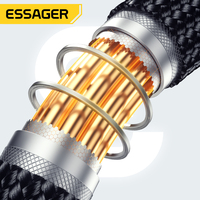 ESSAGER ES-X66 PD29W, kabel pengisi daya ponsel Tipe C ke Ip, kabel Data pengisian daya ponsel pegas panjang dapat disesuaikan 5V 3A