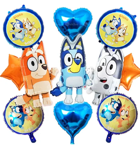 Lot de 9 ballons en aluminium pour <span class=keywords><strong>bingo</strong></span>, mignon, dessin animé, <span class=keywords><strong>film</strong></span> bleu, <span class=keywords><strong>chien</strong></span>, professeur, animation familiale, thème feuille d'aluminium - Product Image 2