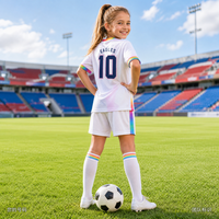 Ensemble de maillots de football personnalisés pour adultes, sublimation, bleu ciel, blanc, coupe géométrique, respirant, extensible dans quatre directions, séchage rapide, 100% polyester