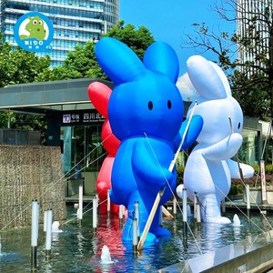 Sculpture publicitaire gonflable lumineuse de ballon de modèle d'air de dessin animé de lapin en forme personnalisée pour les campagnes d'aération - Product Image 3
