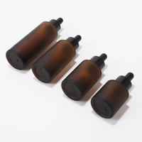 Flacon compte-gouttes en verre ambré dépoli à épaule plate 20ml 30ml 40ml 60ml avec pipette pour sérum, idéal pour emballages d'huiles essentielles et cosmétiques