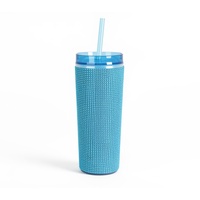 Vaso de Plástico Reutilizable de 500 ml con Tapa Transparente y Pajita, Personalizado por el Fabricante, Antiderrames, Ecológico, para Fiestas, con Brillo