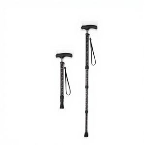 Canne de marche pliable réglable en 5 sections en alliage d'aluminium OEM, poignée en bois, embout en caoutchouc, capacité de 250 lb - Canne ultralégère - Product Image 1