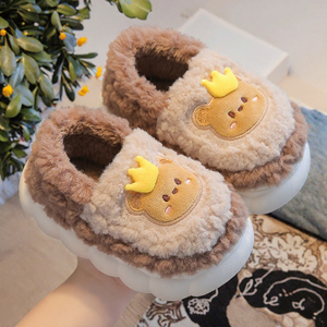 Mules pour femmes Explosions Mao Mao à bout en acier pour l'été, antidérapantes, à semelle épaisse, en peluche moelleuse, en coton lune, broderie carrée - Product Image 3