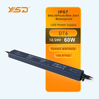 Driver LED YSD IP67 DALI DT6 Dimmable 60W AC-DC 0-10V à gradation par pression, certifié ROHS, monocanal pour éclairage, boîtier en aluminium