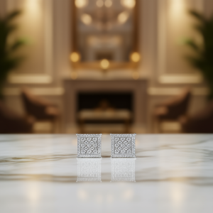 E4222 Orecchini geometrici in oro bianco con micro inserto in zircone per donna, gioielli classici alla moda per feste - Product Image 2