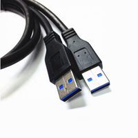 50cm Schwarzes USB 3.0 Stecker-zu-Buchse-Kabel mit 2 Steckern und Panelmontage USB-Verlängerungskabel