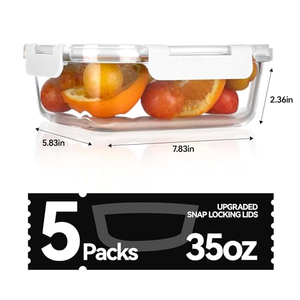 Conteneur alimentaire en verre borosilicate micro-ondable en gros avec couvercle à verrouillage pour boîte à lunch - Product Image 3