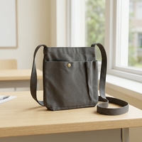 Sac bandoulière en coton épais gris foncé, vierge et personnalisable, sac fourre-tout à bandoulière, pochette de rangement pour le bureau et les trajets quotidiens