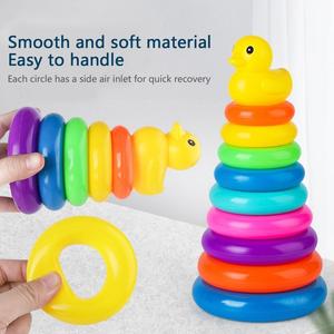 Anillos apilables para bebés, juguete de pato, apilador de arcoíris de plástico, juguetes educativos Montessori para niños pequeños - Product Image 5