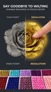 Têtes de Roses Artificielles Lumineuses à Paillettes Poussière d'Or, Roses Artificielles sans Tige pour Décorations de Mariage et Artisanat DIY - Product Image 6