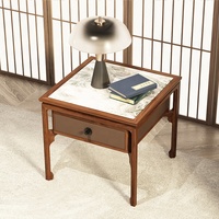 New Chinese Style Home Schlafzimmer Nachttisch Wohnzimmer Massivholz Couch tisch Marmor Tischplatte Eck tisch