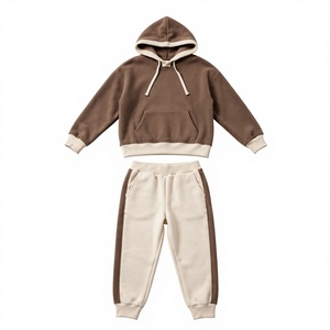Ensemble de survêtement unisexe en molleton 100 % coton écologique avec capuche et pantalon de jogging, coupe décontractée, tenue d'hiver - Product Image 1