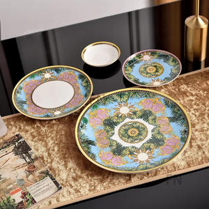 Vente chaude bleu européen à motifs 32 pièces ensemble de dîner en porcelaine et assiette pour famille Patty - Product Image 2
