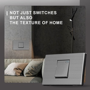 Phong cách mới <span class=keywords><strong>118</strong></span> loại 1 Gang 1 cách 2 cách thiết bị chuyển mạch màu xám tấm thép không gỉ tường điện chuyển đổi ánh sáng cho khách sạn đơn cực 10A - Product Image 4