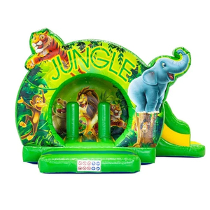 Château gonflable commercial robuste pour animaux de la jungle et du safari avec toboggan, certifié CE EN71, en bâche PVC 0,55 mm - Product Image 3