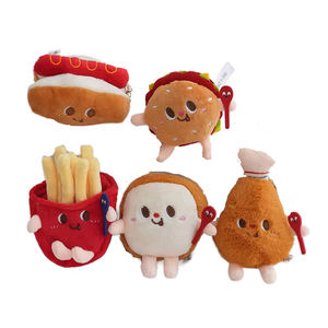 Karikatür Hamburger kızartması Hot <span class=keywords><strong>Dog</strong></span> tavuk bacağı dolması peluş oyuncak kapmak makinesi bebek çantası peluş oyuncak - Product Image 5