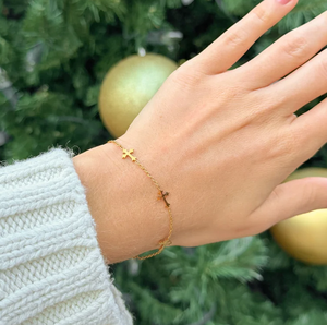 Design-Armband aus vergoldetem Edelstahl mit Kreuzanhänger, verstellbar, hypoallergen, Valentinstagsgeschenk - Product Image 4