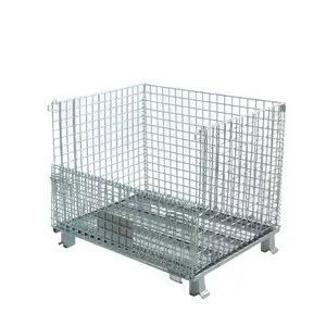 Wholesale Capacity 400-1500kg Warehouse Storage Roll Cage Stainless Steel Wire Mesh Container