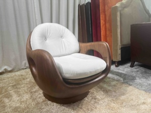 French Solid Wood Sofa Chair Home Living Room Balcony Black Solid Lazy Armchair Creative Furniture Balcony Easy Chair